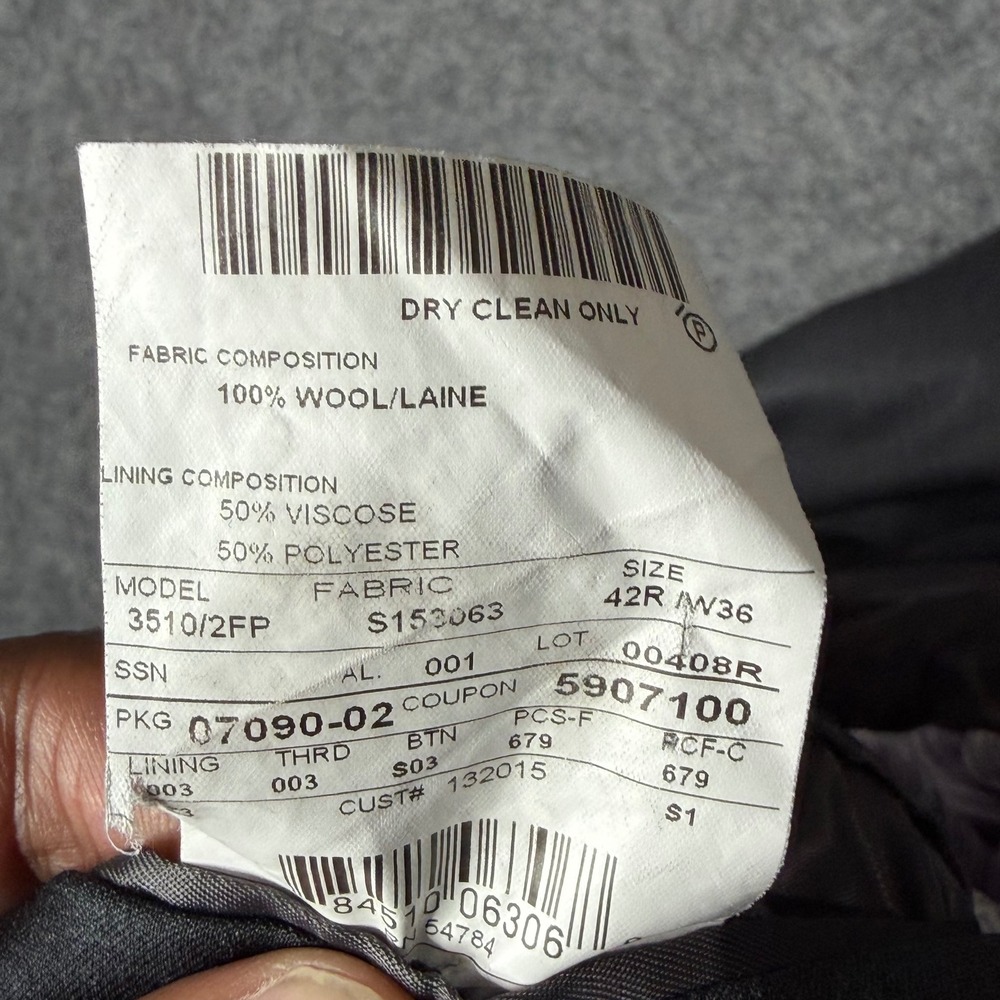 Mens Grey 100% Wool 2 Button Suit Set 42R W36 Made in USA 3510/2FP - Picture 8 of 16